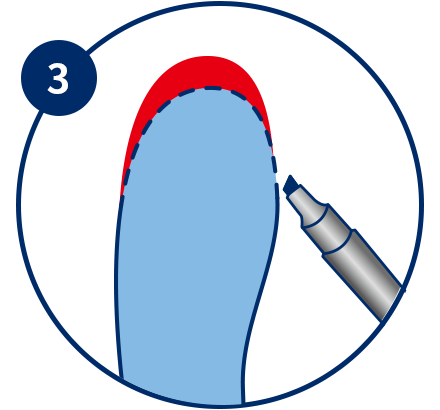 外周ラインに沿ってカット