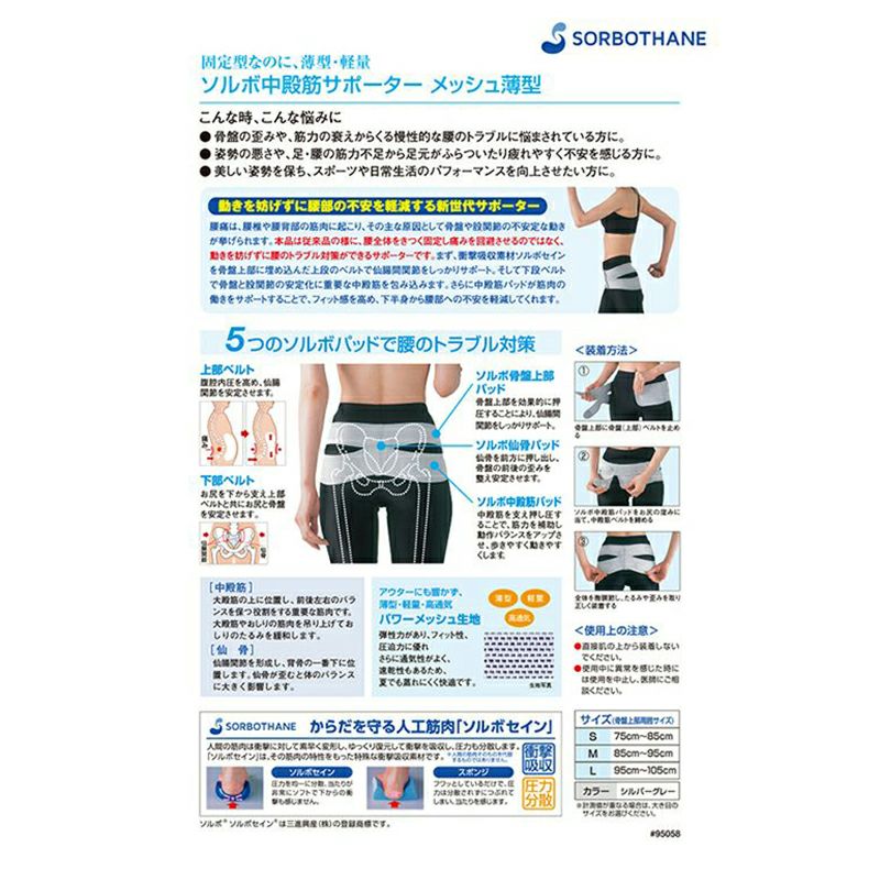 ソルボ腰サポーター 腰痛サポーター ベルト コルセット 中臀筋 トレン